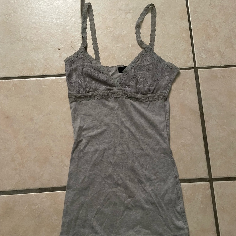 Rue21 old grey Y2K tank top lace